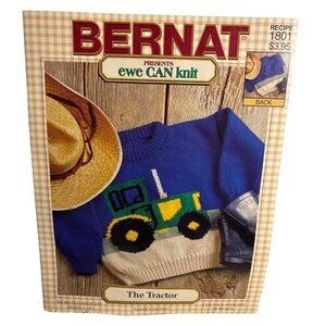 Bernat Tractor Sweater Pattern Ewe CAN Knit Booklet 1801 Family Sizing 1995